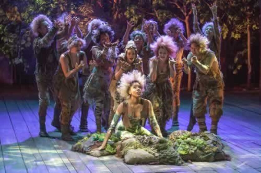 Krystel Lucas as Titania (center) poses with the cast of The Old Globe Theatre’s Shakespeare Festival production of ‘A Midsummer Night’s Dream.’ Jim Cox