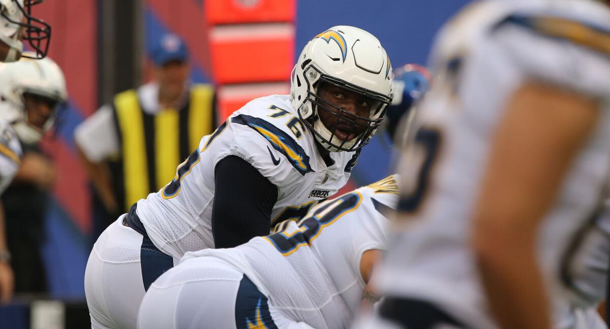 Chargers offensive tackle Russell Okung in 2017