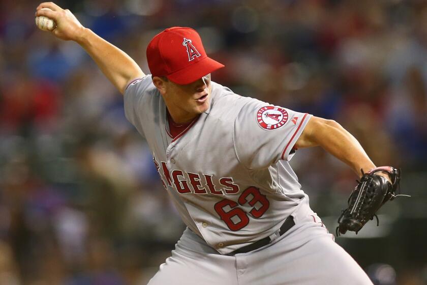 Right-hander Vinnie Pestano was called up from triple-A Salt Lake on Sept. 2 and has made the Angels' division series roster.