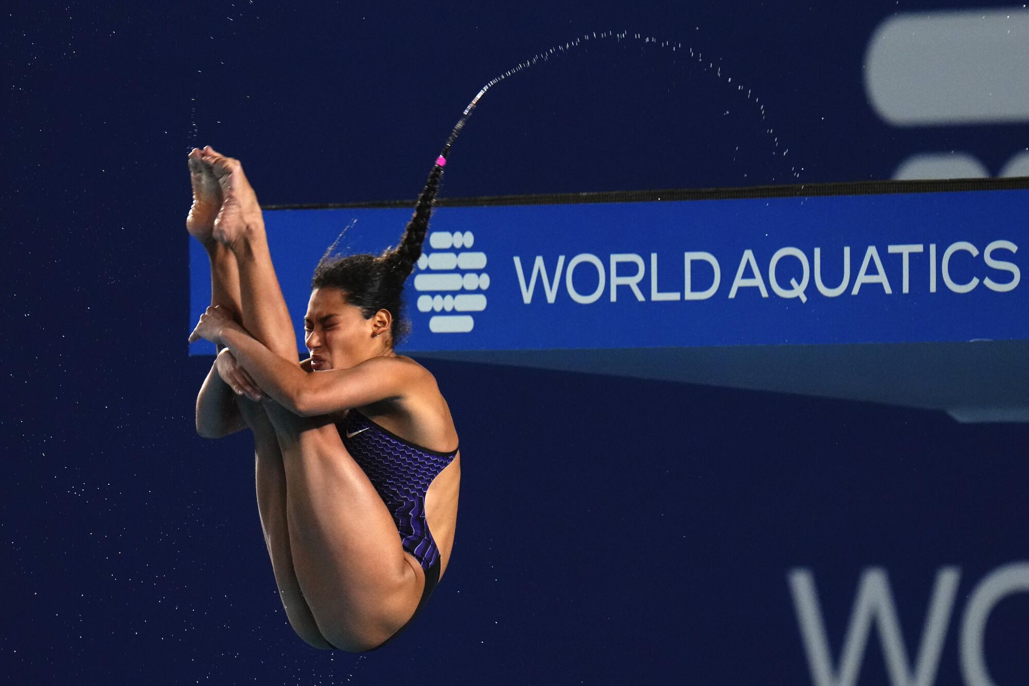 Gaby Agúndez of Mexico competes during the women's 10m platform final.