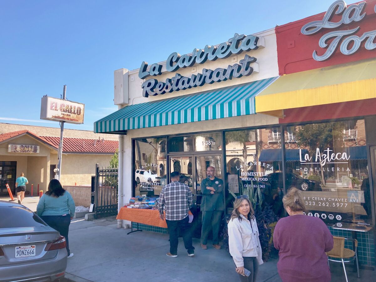 An exterior view of La Carreta Restaurant in East Los Angeles