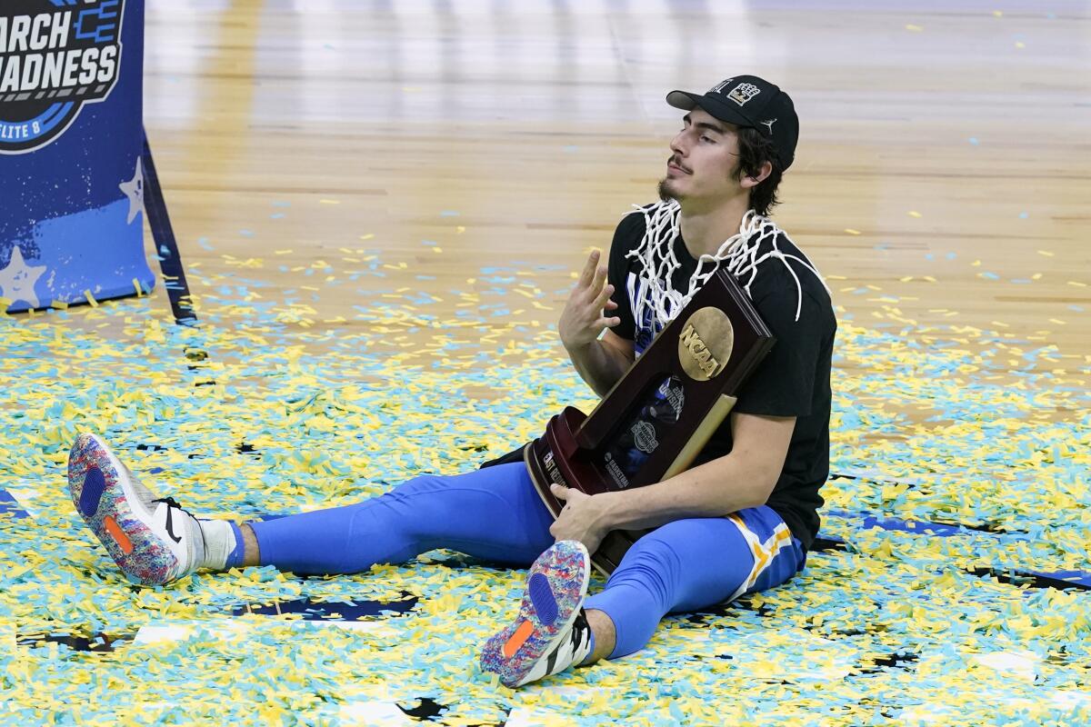 UCLA guard Jaime Jaquez Jr. celebrates.