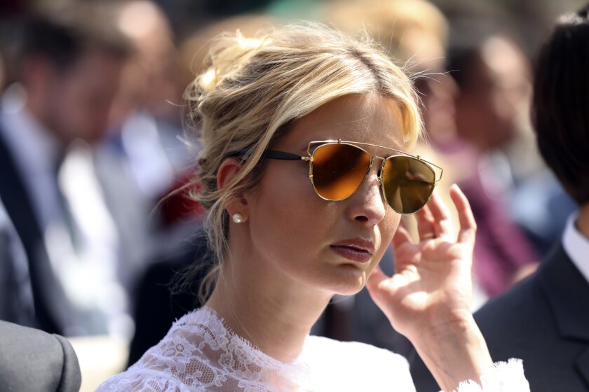 Ivanka Trump waits for a news conference with President Trump and Jordan's King Abdullah II to begin in the Rose Garden at the White House on April 5.