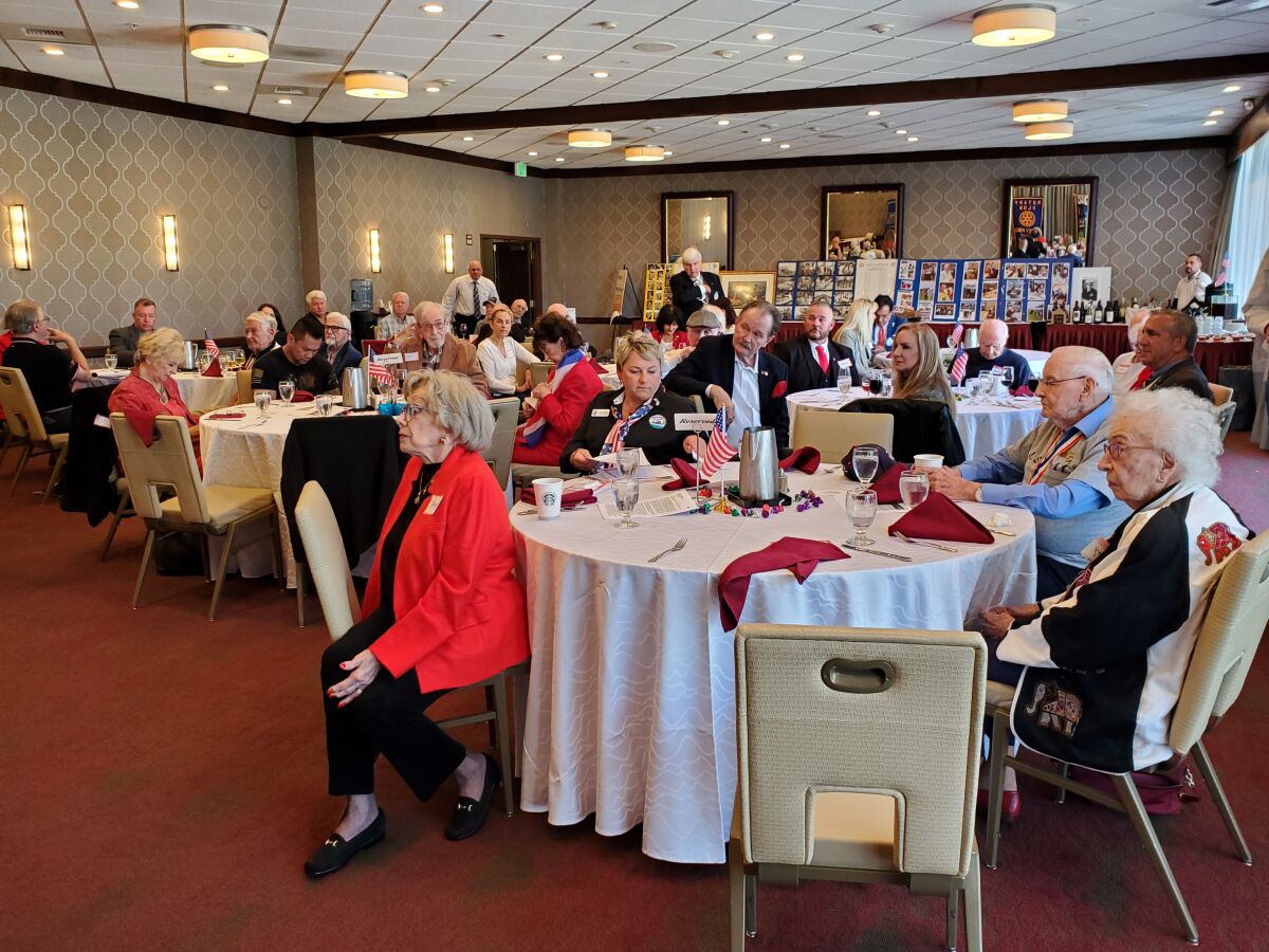 People gather at the Torrey Pines Rotary Club's veterans appreciation event Nov. 9 at the Sheraton La Jolla Hotel.