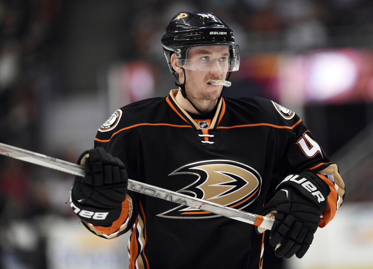 Ducks defenseman Sami Vatanen plays against Buffalo on Feb. 24.