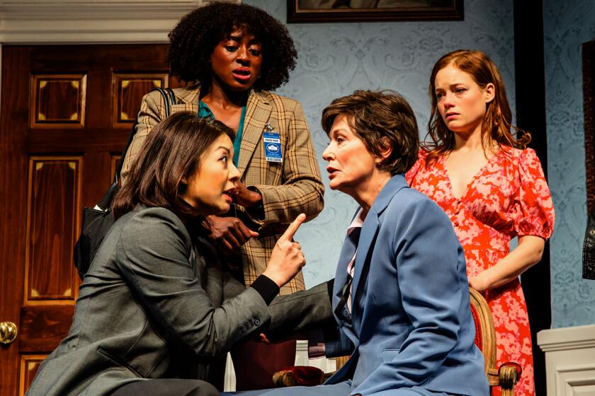 Four women surround the president's chief of staff in the Geffen Playhouse production of "POTUS."