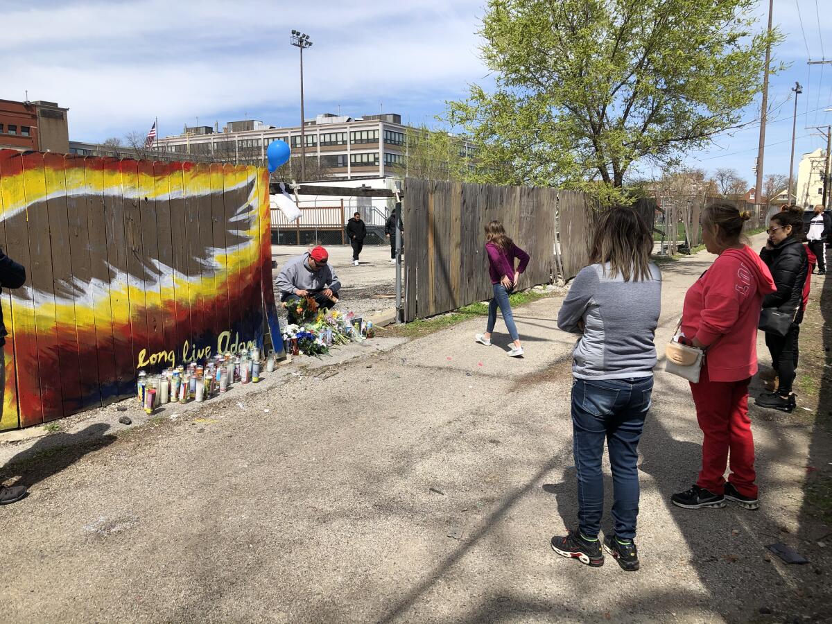 A memorial to 1`3-year-old shot by police