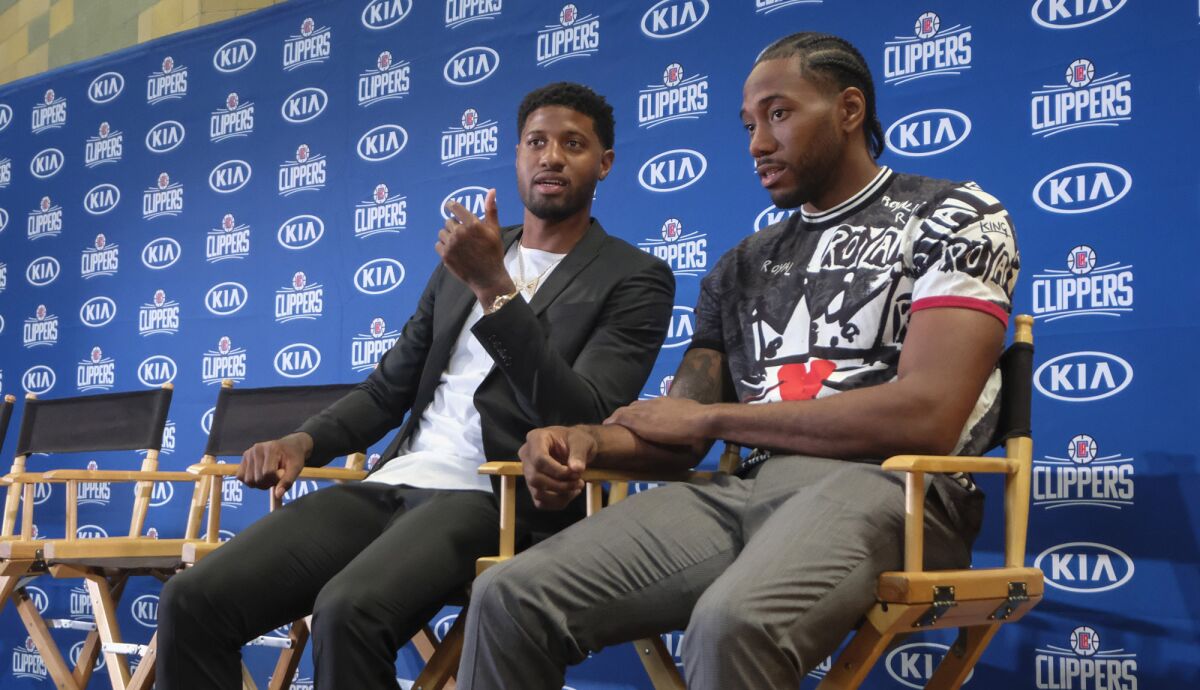 Paul George and Kawhi Leonard news conference