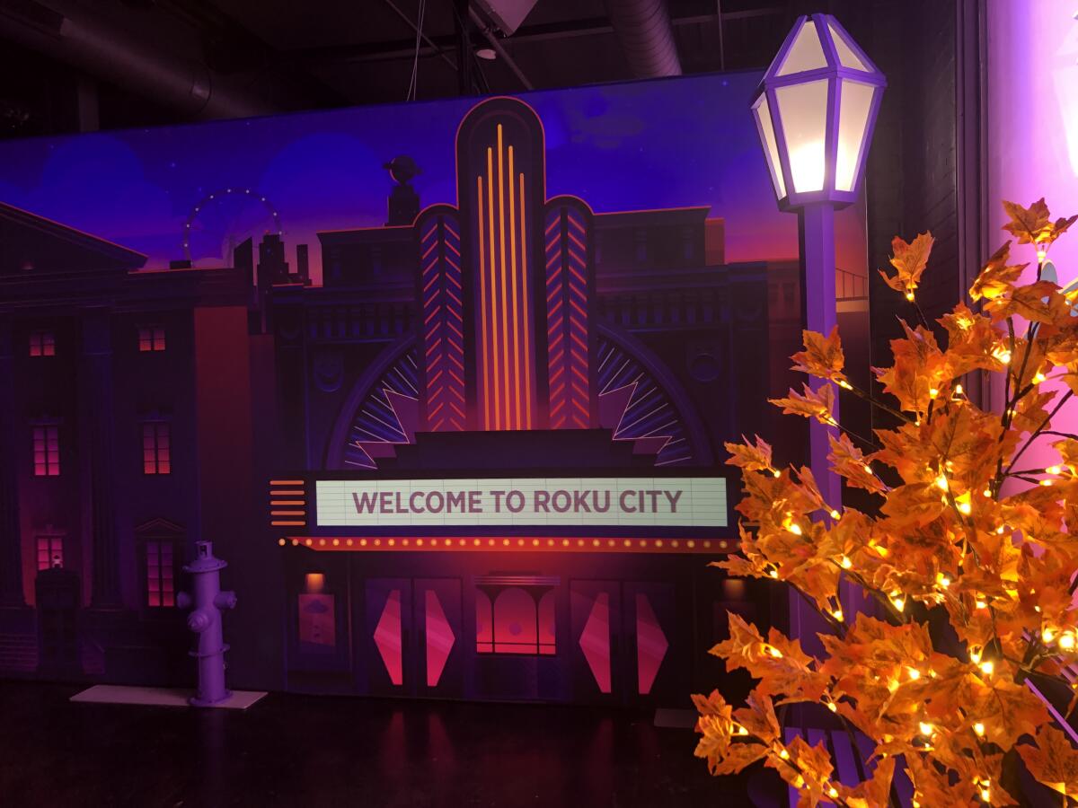 A life-size recreation of Roku's popular "Roku City" screen-saver at South By Southwest 2023