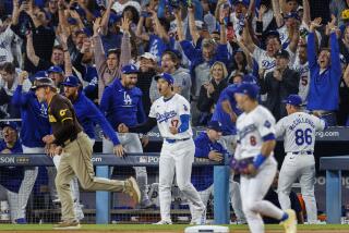 LOS ANGELES, CA - OCTOBER 11, 2024: Los Angeles Dodgers designated hitter Shohei Ohtani (17) reacts with the cheering fans as the Dodgers beat the Padres in Game 5 to win the NLDS at Dodgers Stadium on October 11, 2024 in Los Angeles, California. (Gina Ferazzi / Los Angeles Times)