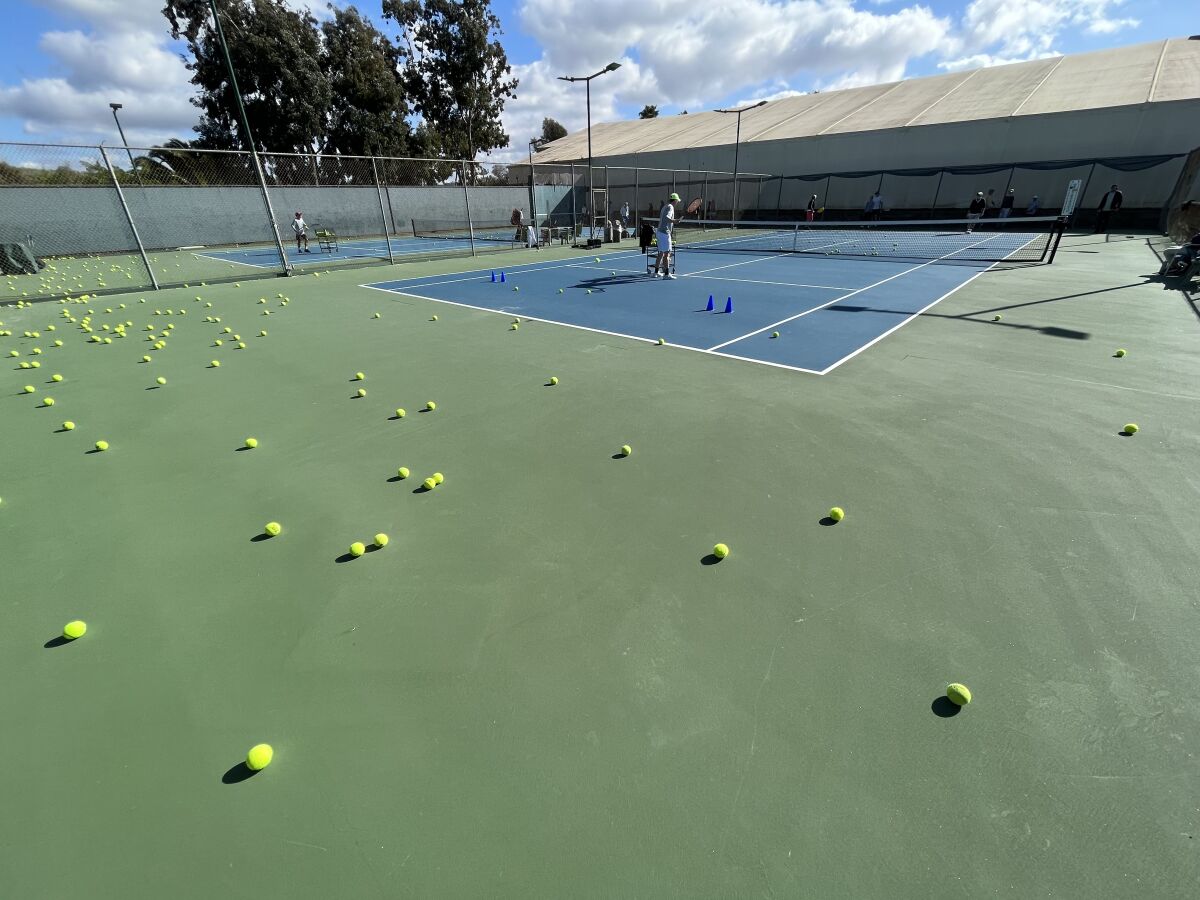 A tennis court at Surf and Turf Tennis Center in Del Mar.