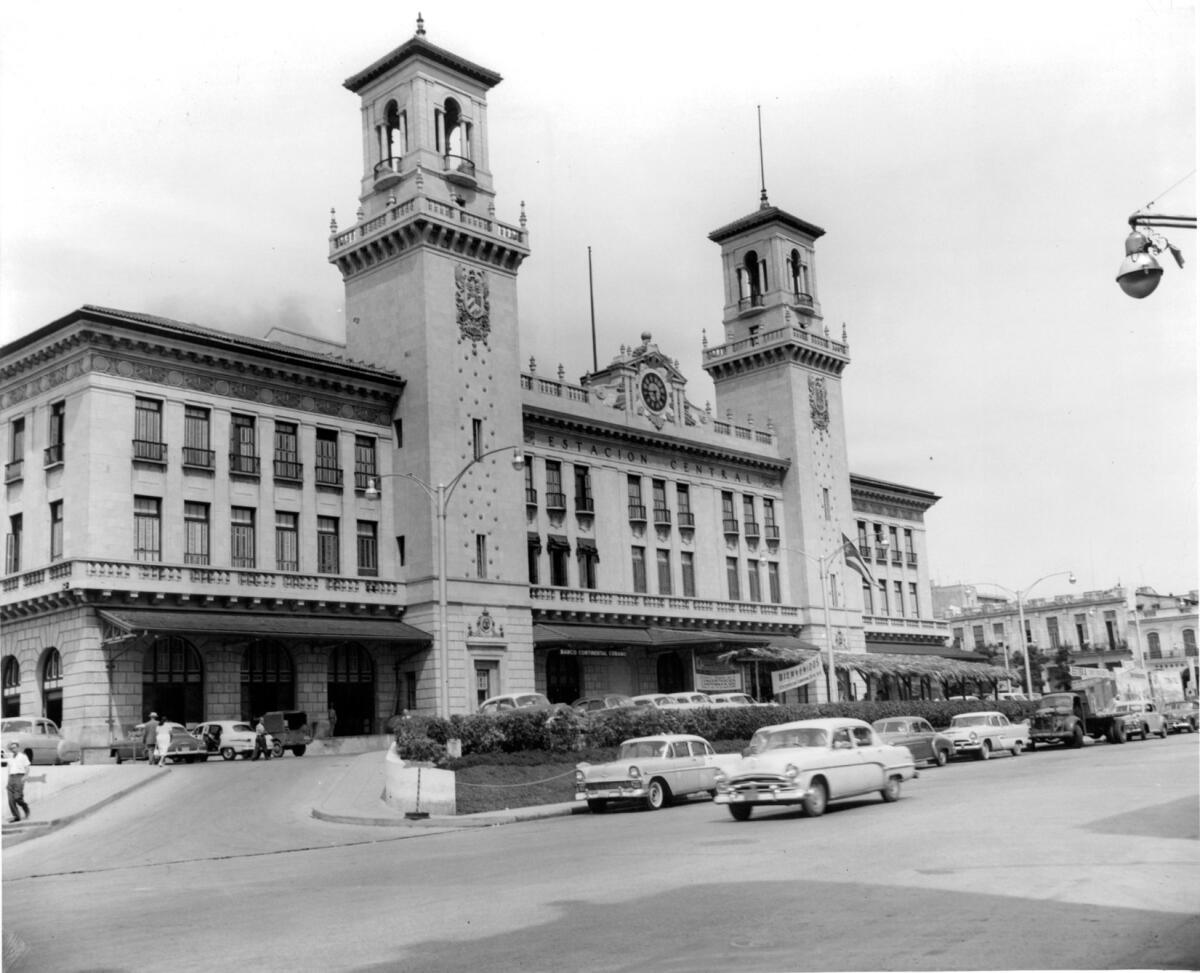 Havana's central railway station circa 1959 and on April 18, 2015.