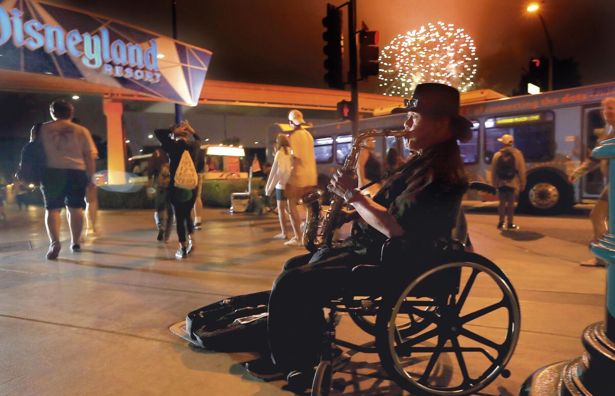 Mike Gomez, 63, lives in a camper near Disneyland.