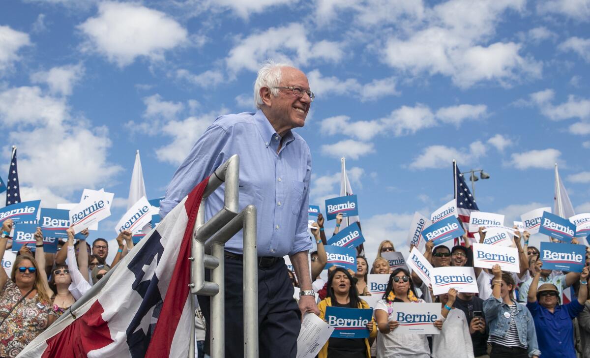 Bernie Sanders at a rally in Santa Ana.