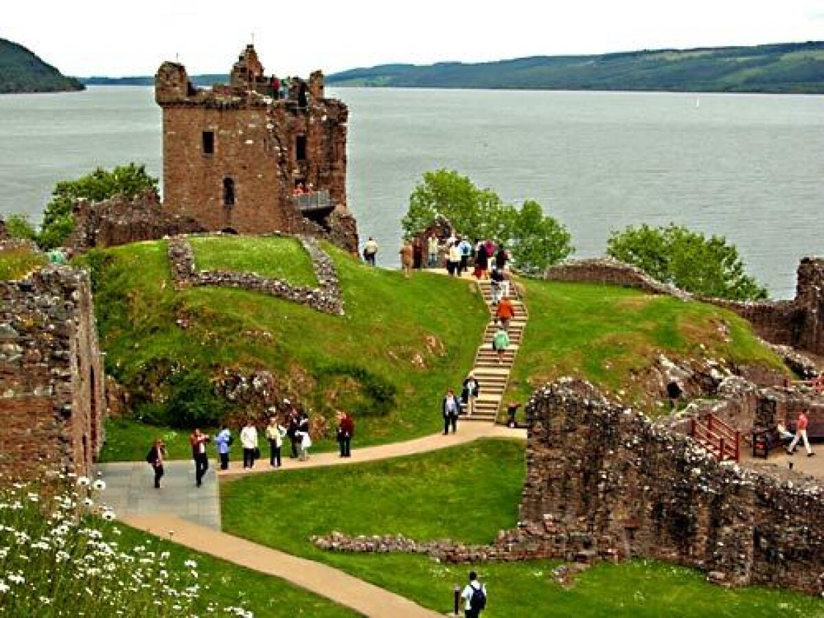 The ruins of Urquhart Castle perch on a rocky promontory above Loch Ness. Most Nessie sightings occur near the ancient stronghold. When not on the trail of the Loch Ness Monster, many visitors travel a different trail, one involving Scotch whiskey.