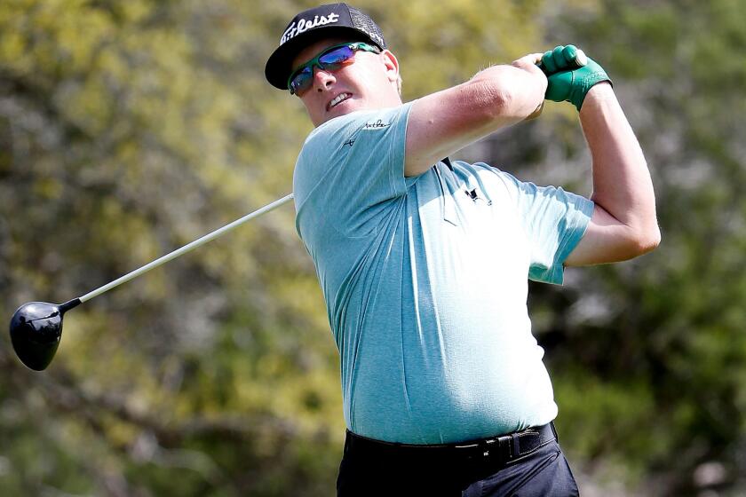 Charley Hoffman tees off at No. 8 during the first round of the Valero Texas Open on Thursday.