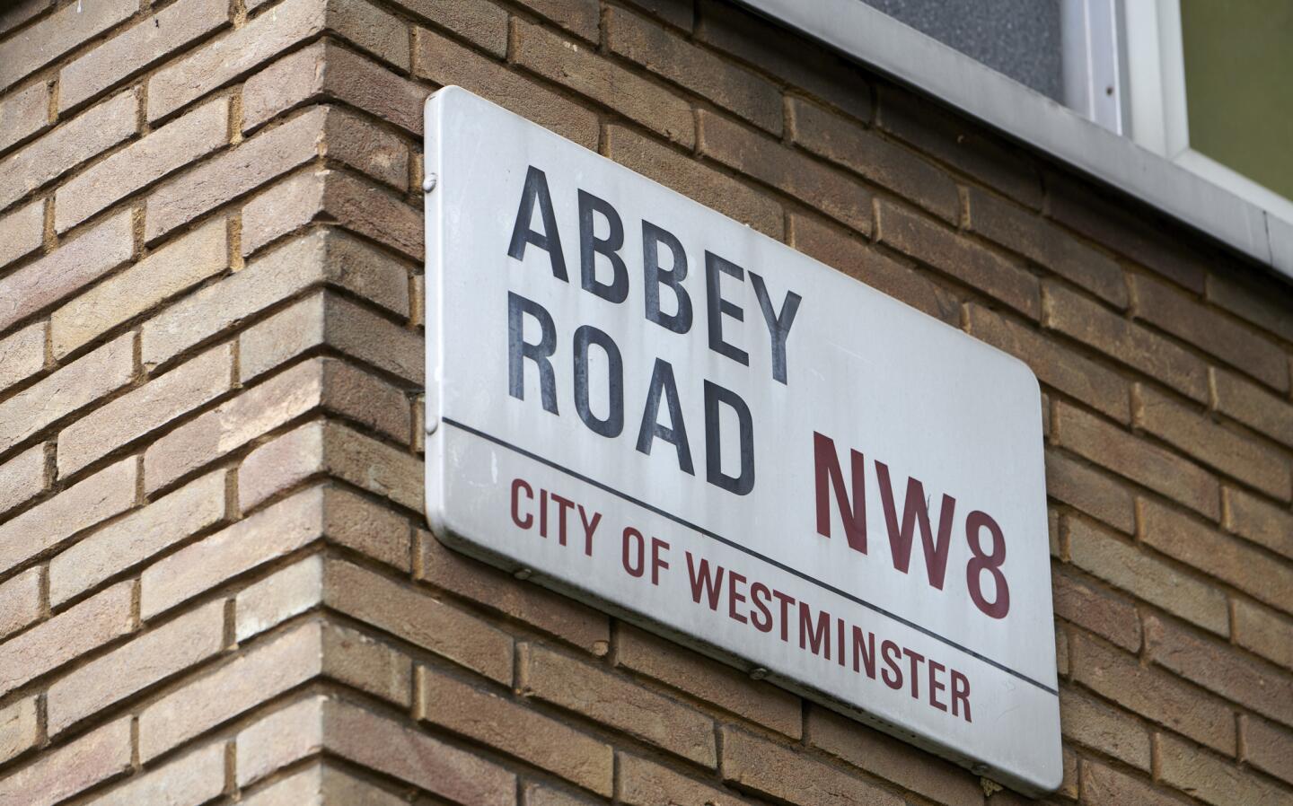 An Abbey Road sign in the city of westminster on July 19, 2018, United Kingdom.