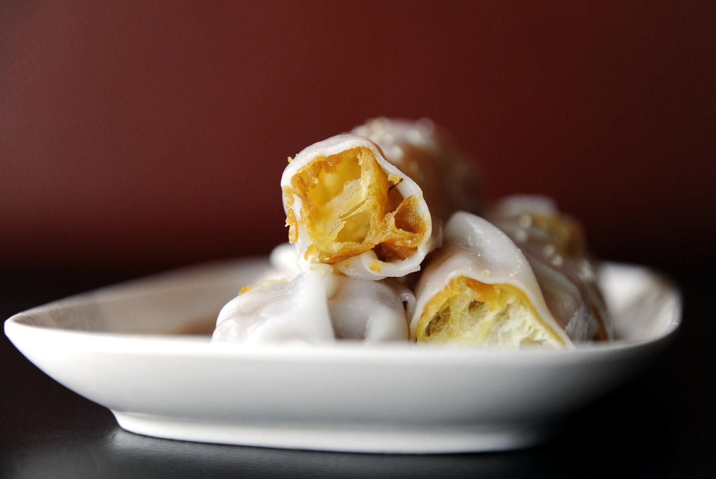 Steamed flour roll with Chinese doughnut at Delicious Food Corner. The restaurant has been serving Hong Kong-style cuisine in Los Angeles since 2008.