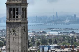 BERKELEY, CA - MAY 21, 2023 - A general aerial view of UC Berkeley and Sather Tower on Sunday, May 21, 2023. (Josh Edelson/for the Times)