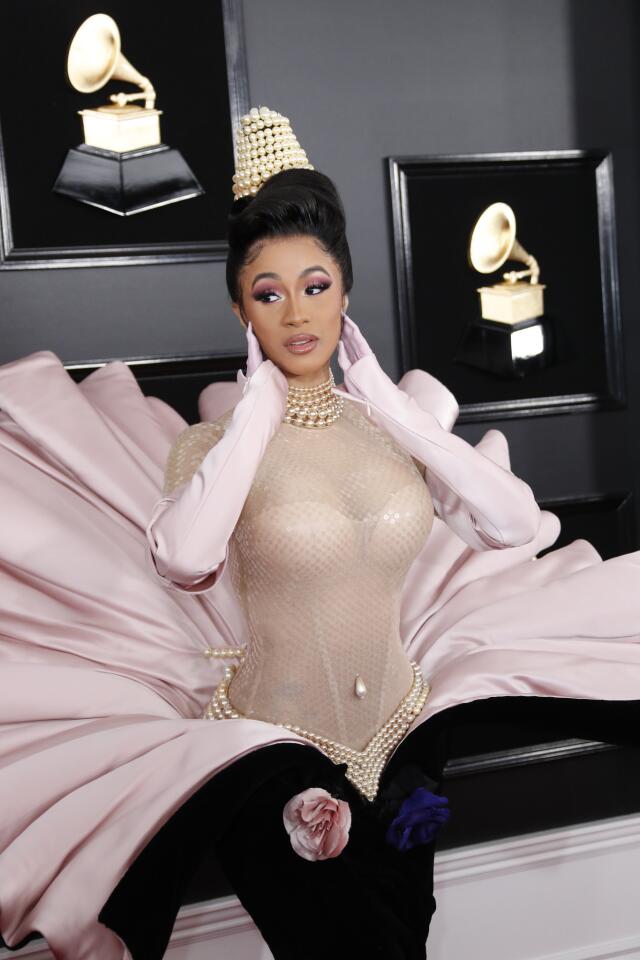 Cardi B poses during the arrivals at the 61st Grammy Awards at Staples Center in Los Angeles.