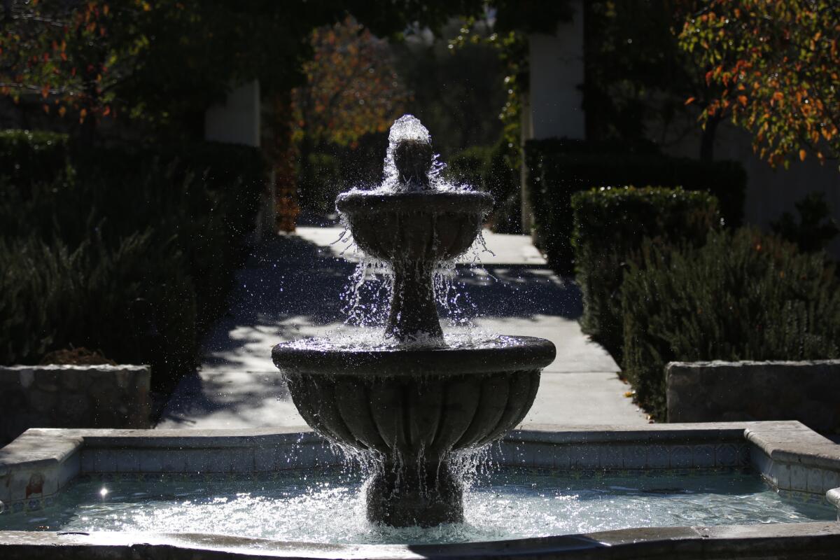 A fountain bubbles at the César E. Chávez National Monument in Keene, Calif. (Francine Orr / Los Angeles Times)