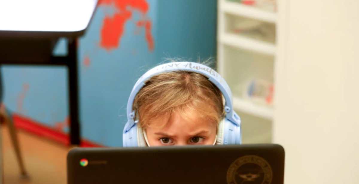 A student participates in remote learning.