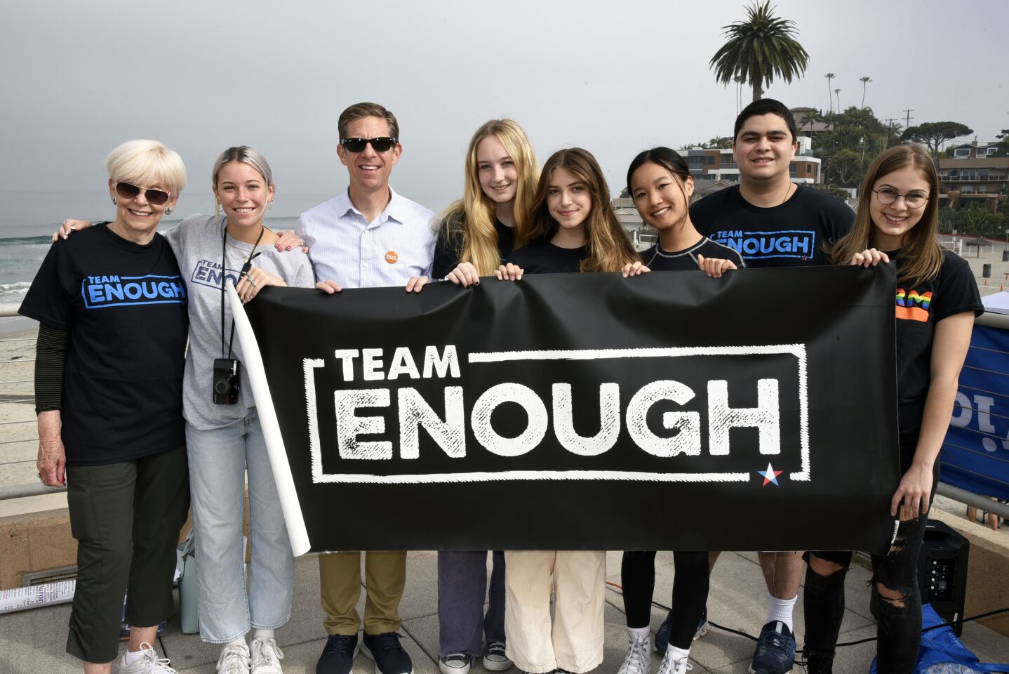Congressman Mike Levin (3rd from left), Team Enough National Chapter Coordinator/event co-organizer Stephan Abrams (2nd from right), with Grauer student organizers and supporters