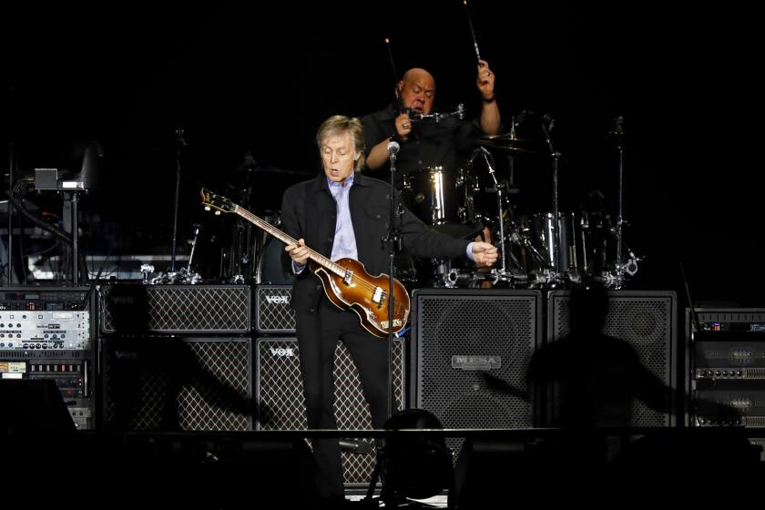 Paul McCartney in concert at Petco Park on Saturday night.  