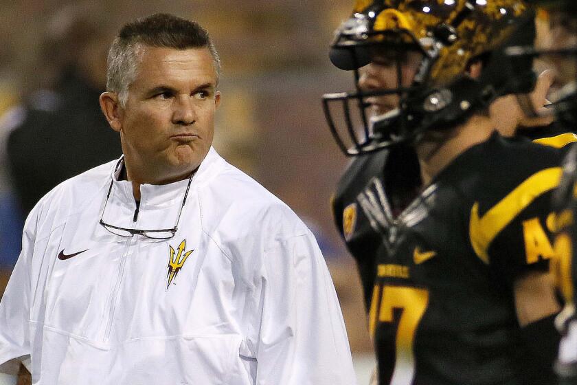 Arizona State Coach Todd Graham looks on before the Sun Devils' game against UCLA on Thursday.
