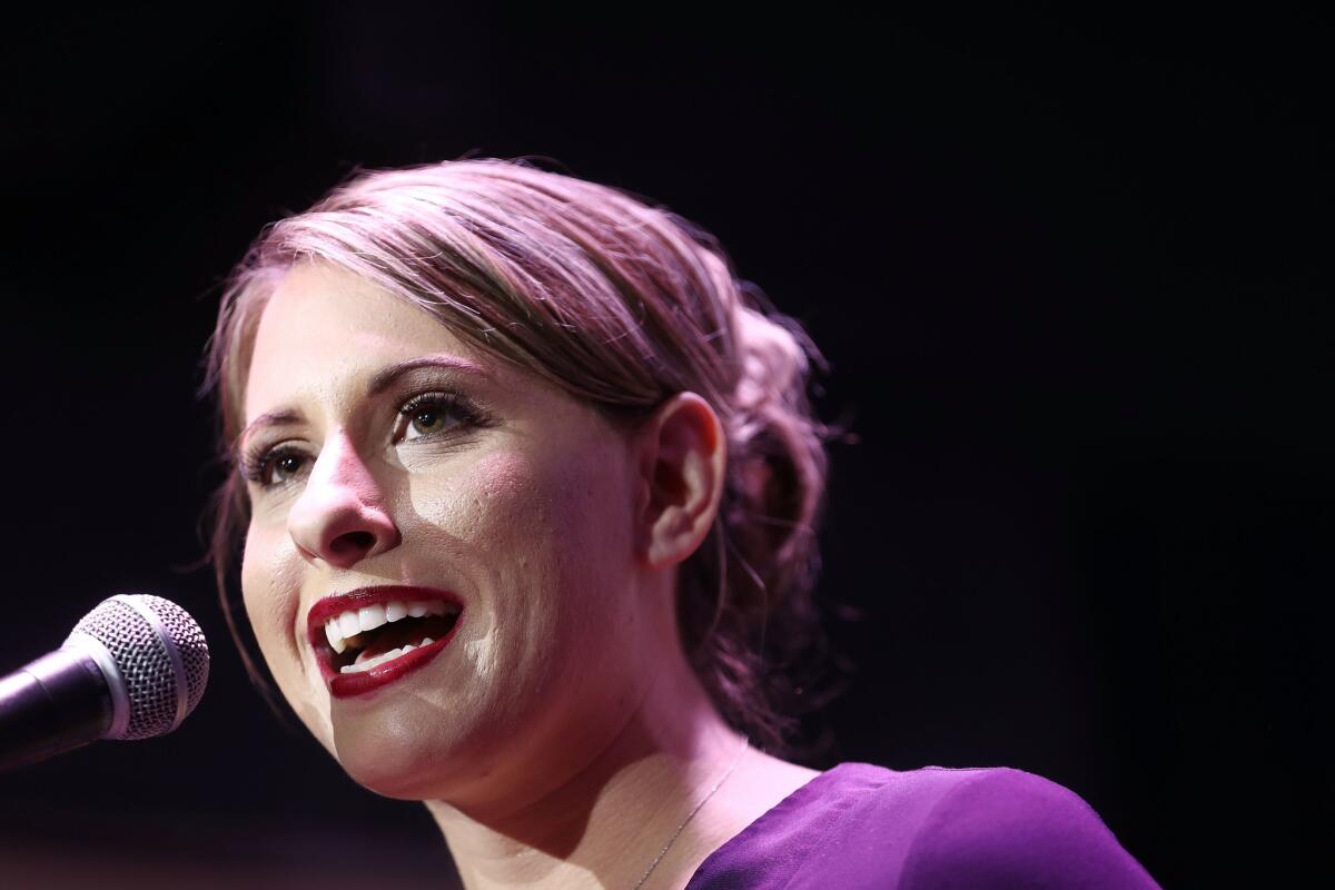 Democratic congressional candidate Katie Hill on election night 2018.