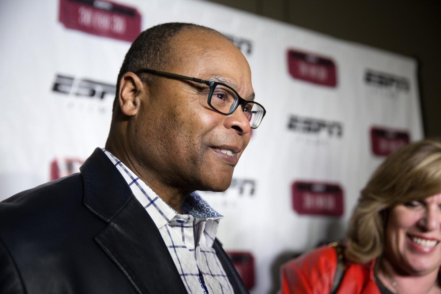 Mike Singletary arrives at an advanced screening of "The '85 Bears" documentary about the Super Bowl XX champions Wednesday, Jan. 27, 2016, at the AMC River East 21 in Chicago. This year marks the 30th anniversary of the Bears' win.
