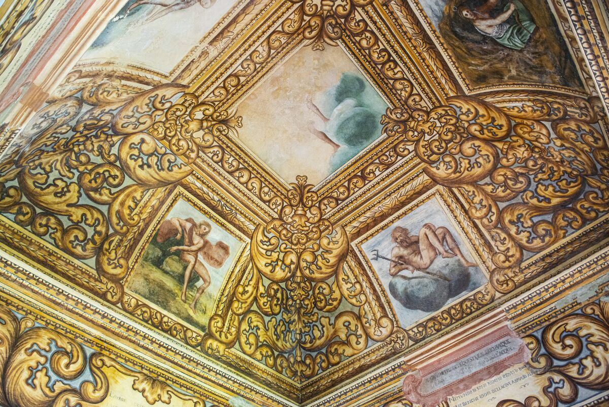 Frescoes, commissioned in 1694, in the grand salons of the Castello di Ugento in Ugento, Italy.
