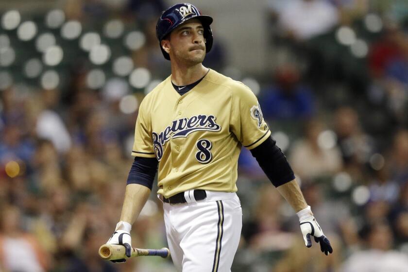 Ryan Braun will miss the rest of this season after being suspended for violating baseball's drug policy. Above, Braun after striking out in a game Sunday.