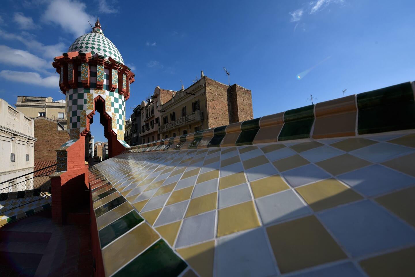 A view of the rooftop of Barcelona's Casa Vicens, designed by Spanish architect Antoni Gaudi.