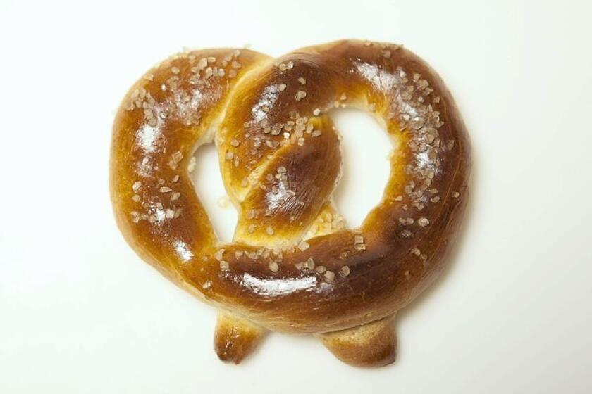 A warm pretzel right out of the oven is a grand thing. Pictured is a soft pretzel. Recipe
