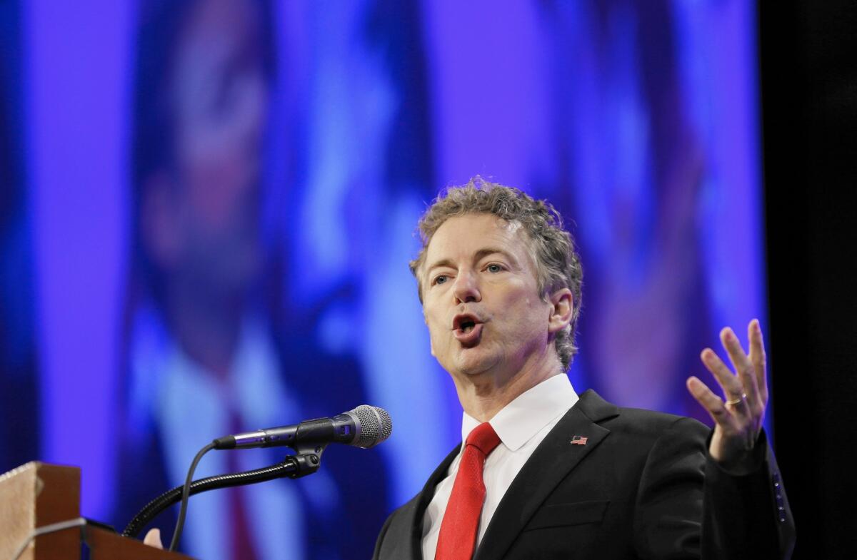 Sen. Rand Paul (R-Ky.) was one of 11 potential presidential candidates at the Iowa Republican Party's annual Lincoln Day dinner.