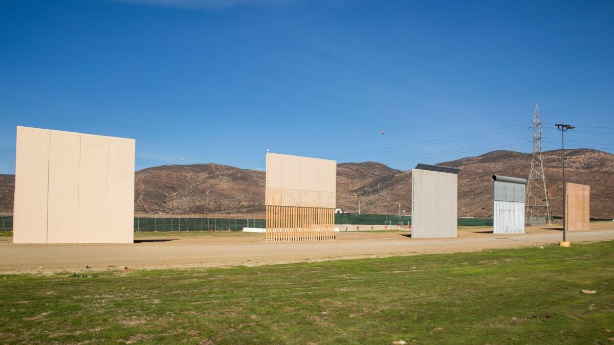 U.S. Customs and Border Protection wall prototypes along the U.S. Mexico border.