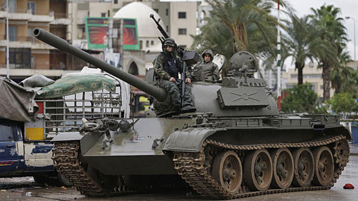 Lebanese soldiers in Tripoli, where there have been clashes between supporters and opponents of the Syrian government.