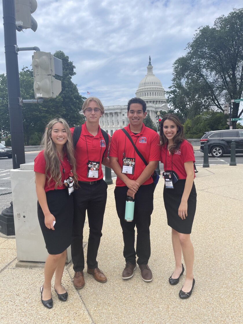 Representatives of the California Girls and Boys Nation are pictured in Washington, DC