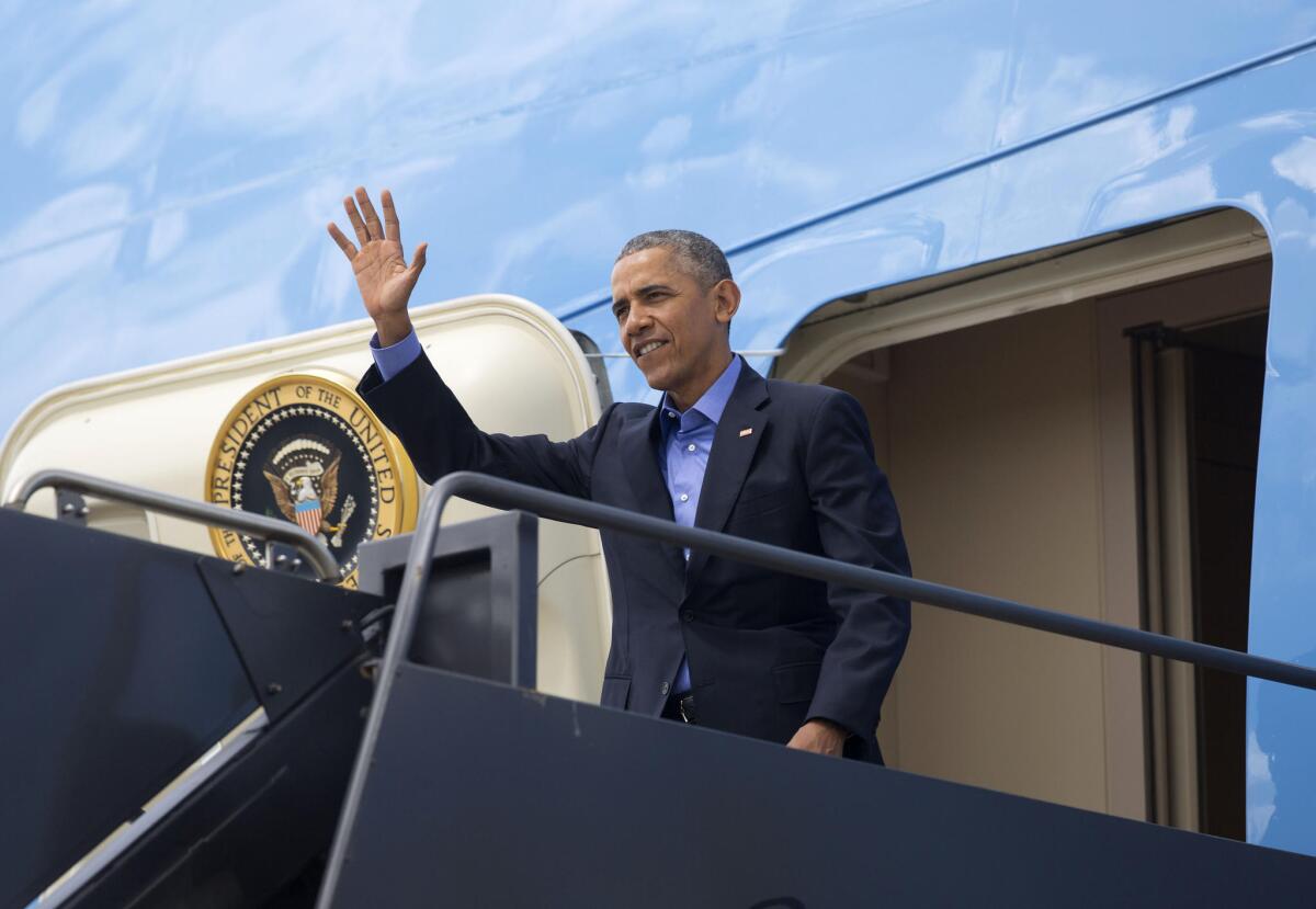 President Obama steps off Air Force One in Austin, Texas, en route to the South by Southwest festival and a couple of fundraisers.