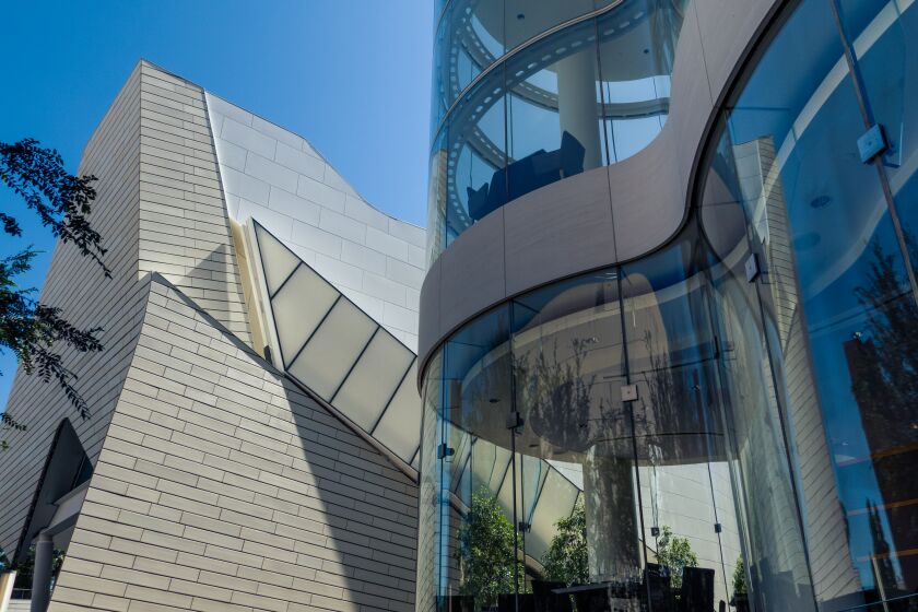 The Orange County Museum of Art, left, and the Renee and Henry Segerstrom Concert Hall.