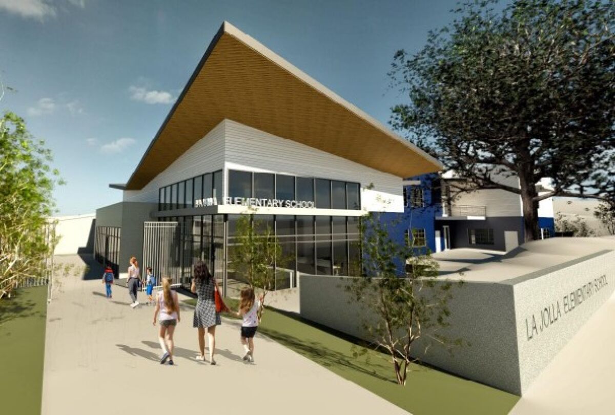 A rendering of a new two-story building to be constructed at La Jolla Elementary School. 