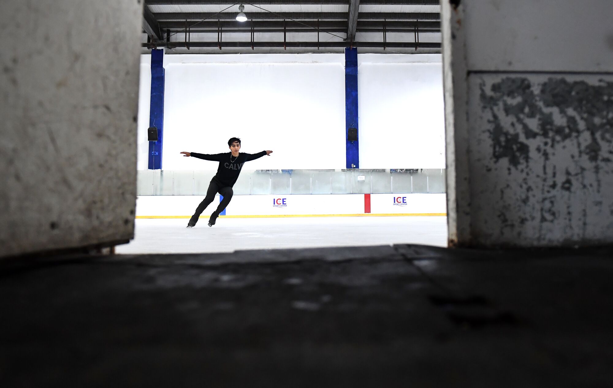 Donovan Carrillo practices at an ice rink in a shopping mall in León, Mexico.