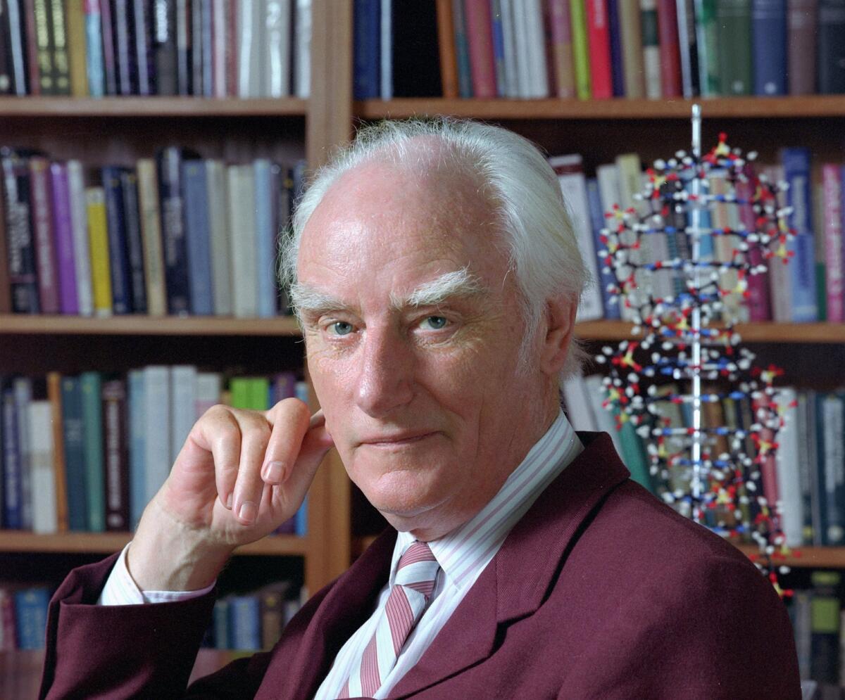 Francis Crick shared the 1962 Nobel Prize in physiology or medicine for helping to discover the structure of DNA.