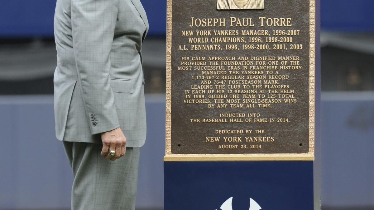 New York Yankees retire Joe Torre's No. 6
