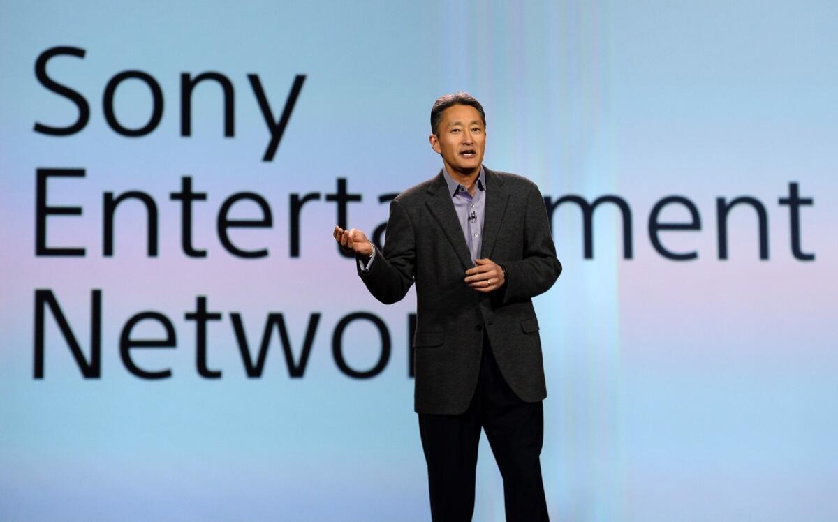 Sony Corp. President and CEO Kazuo Hirai delivers a keynote address at the 2014 International CES in Las Vegas, where the company unveiled plans for a new cloud-based TV service.