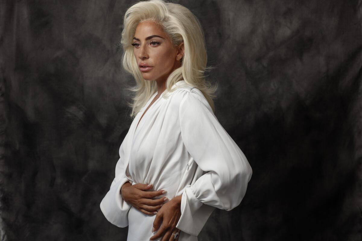 Lady Gaga in a white outfit.