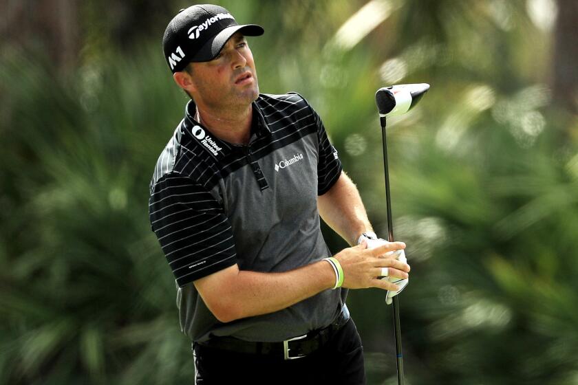 Ryan Palmer watches his tee shot at No. 2 during the second round of the Honda Classic on Friday.