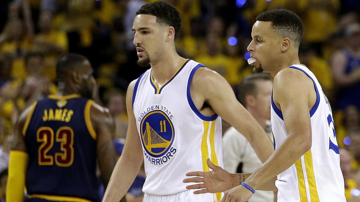 Thompson has been uncharacteristically quiet during the Warriors' historic 12-0 romp to this point of the postseason. He has averaged just 14.4 points on 38.3 percent shooting, including a pedestrian 36.4 percent from 3-point range. Like Thompson, J.R. Smith has the ability to unleash a torrent of baskets and also has become a more engaged defender. Smith also seems impervious to pressure. But Thompson remains the more steady presence, particularly defensively.