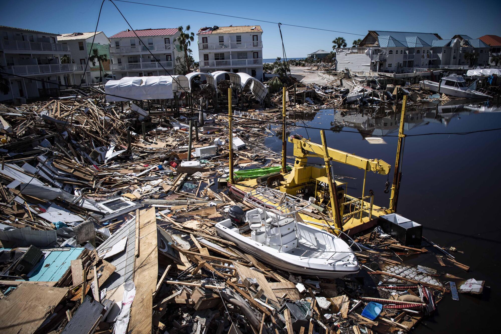 The remains of homes, buildings and boats damaged and destroyed in Mexico Beach, Florida.